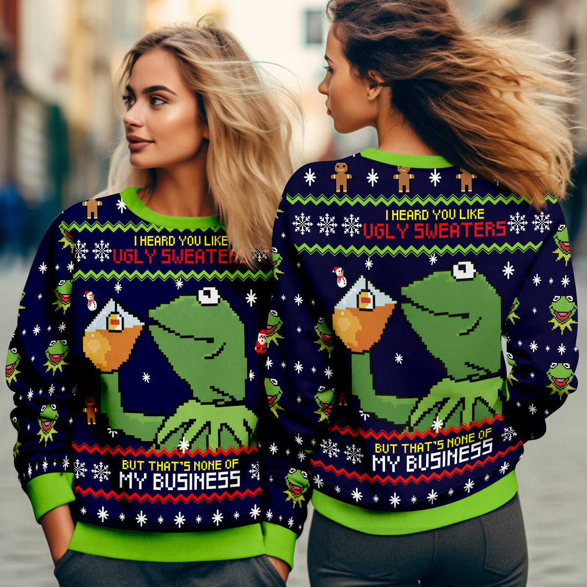 Kermit the Frog I Heard You Like Ugly Christmas Sweaters - Funny Holiday Knit Print