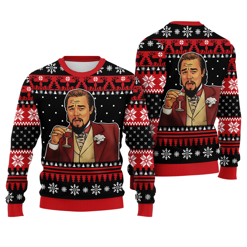 Leonardo DiCaprio Meme Ugly Christmas Sweater - Funny Toast Holiday Knit Print