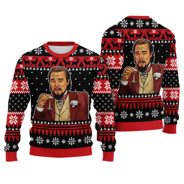 Leonardo DiCaprio Meme Ugly Christmas Sweater - Funny Toast Holiday Knit Print