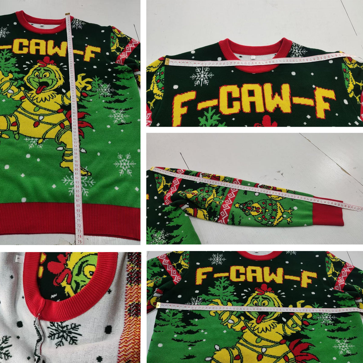 F-Caw-F Ugly Christmas Sweater - Funny Holiday Chicken Knit Print