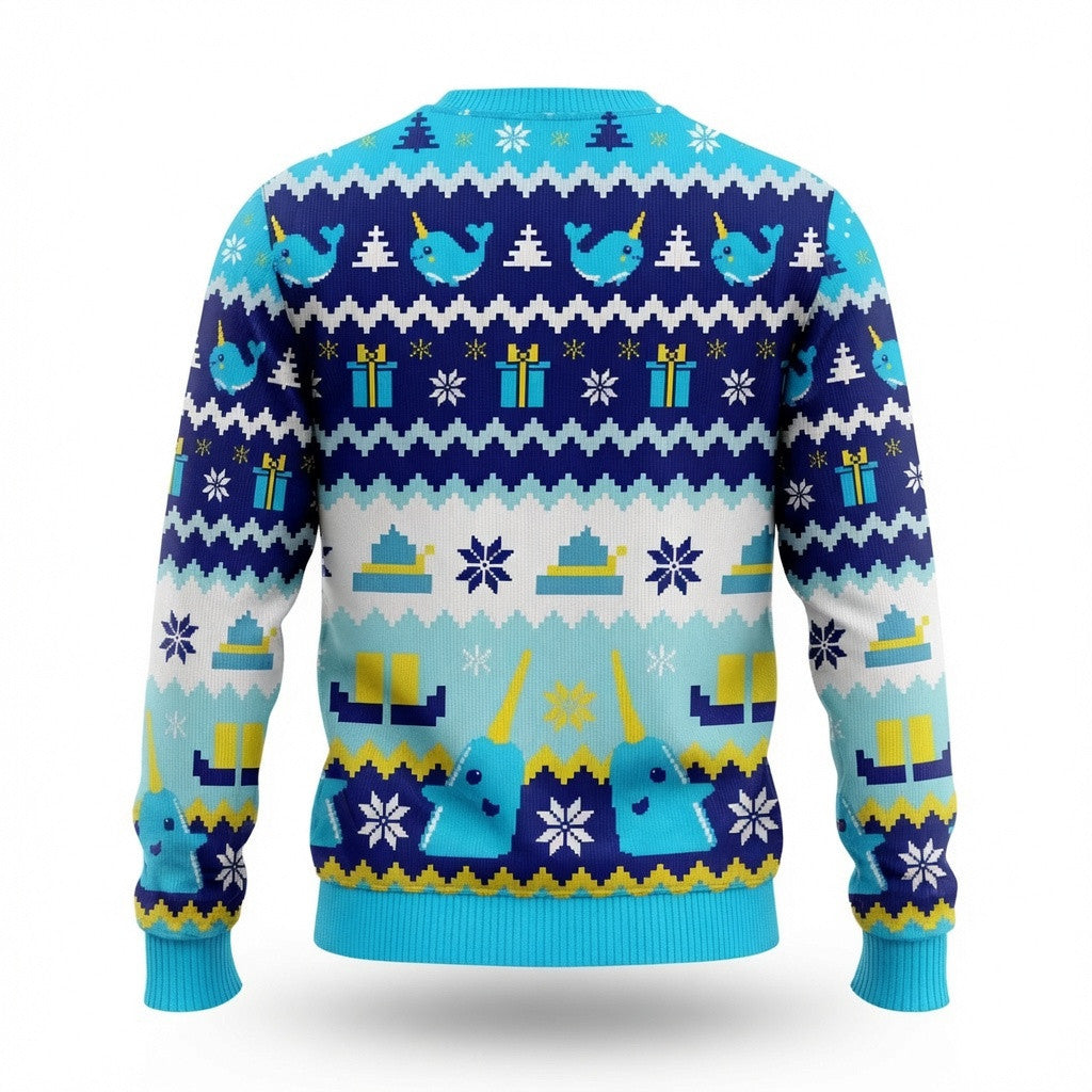 Elf Narwhal Bye Buddy Ugly Christmas Sweater - Funny Movie Holiday Knit Print
