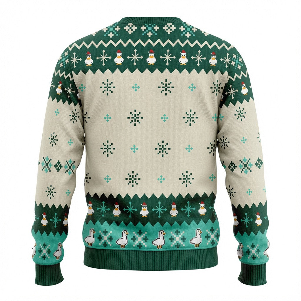 Festive Goose On The Loose Ugly Christmas Sweater - Funny Holiday Knit Print