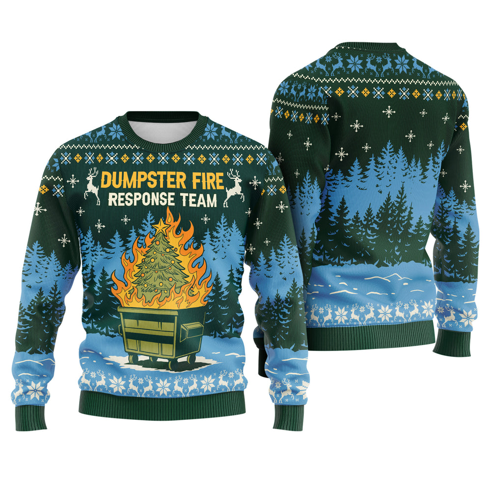 Dumpster Fire Response Team Ugly Christmas Sweater - Funny Holiday Knit Print