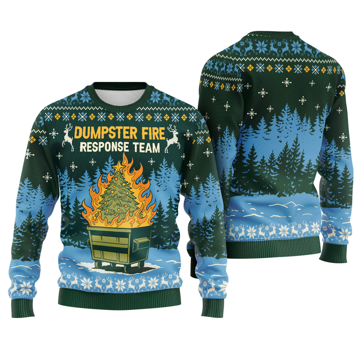 Dumpster Fire Response Team Ugly Christmas Sweater - Funny Holiday Knit Print