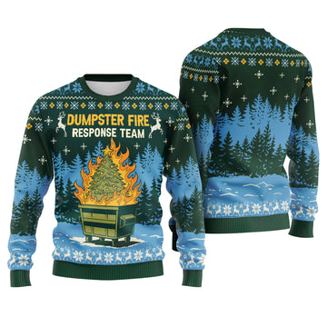 Dumpster Fire Response Team Ugly Christmas Sweater - Funny Holiday Knit Print