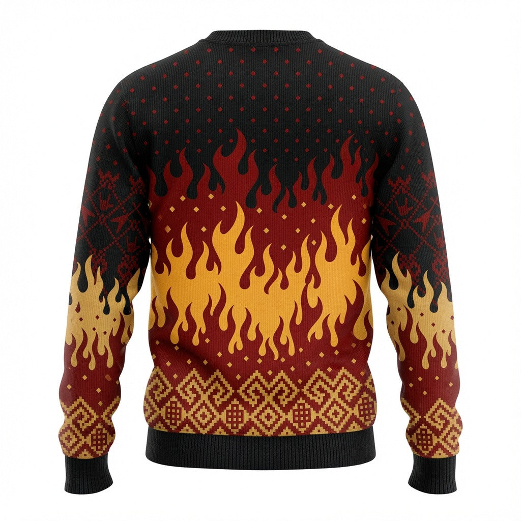 Sleigher Ugly Christmas Sweater - Funny Heavy Metal Santa Holiday Knit Print