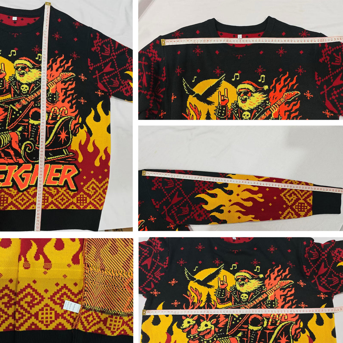 Sleigher Ugly Christmas Sweater - Funny Heavy Metal Santa Holiday Knit Print