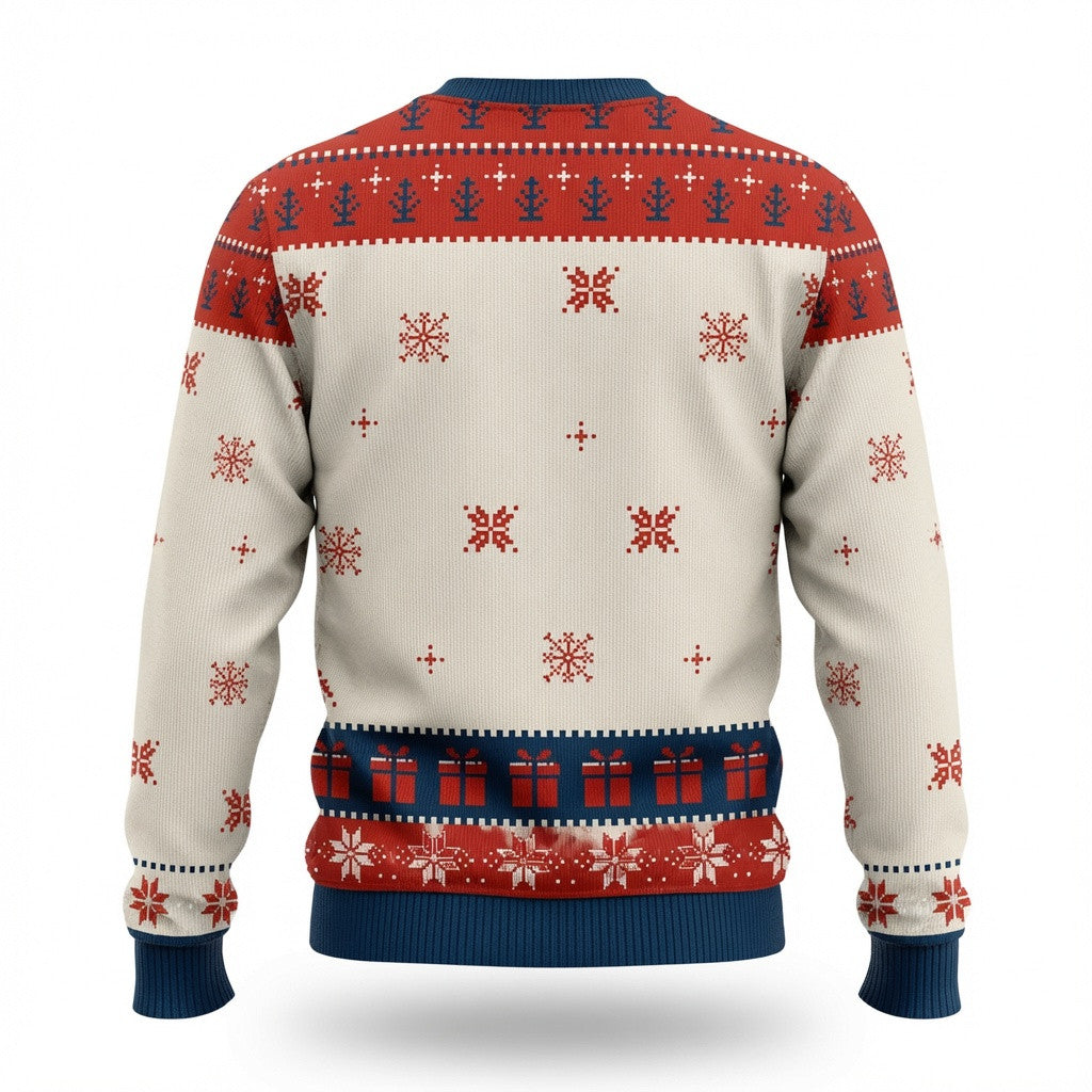 Overstimulated But Festive Penguin Ugly Christmas Sweater - Funny Holiday Knit Print