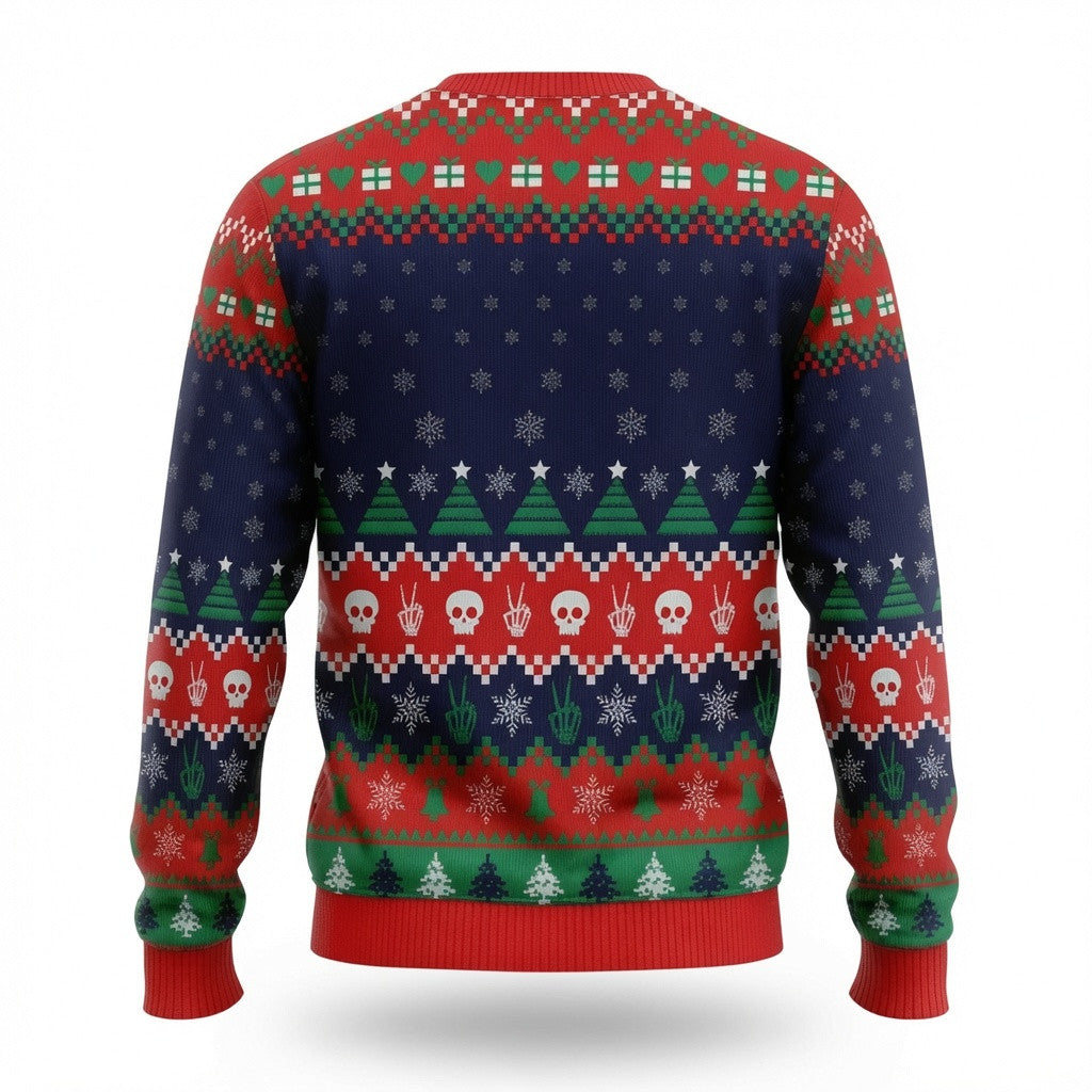 Dead Inside But Jolly AF Skeleton Ugly Christmas Sweater - Funny Holiday Knit Print