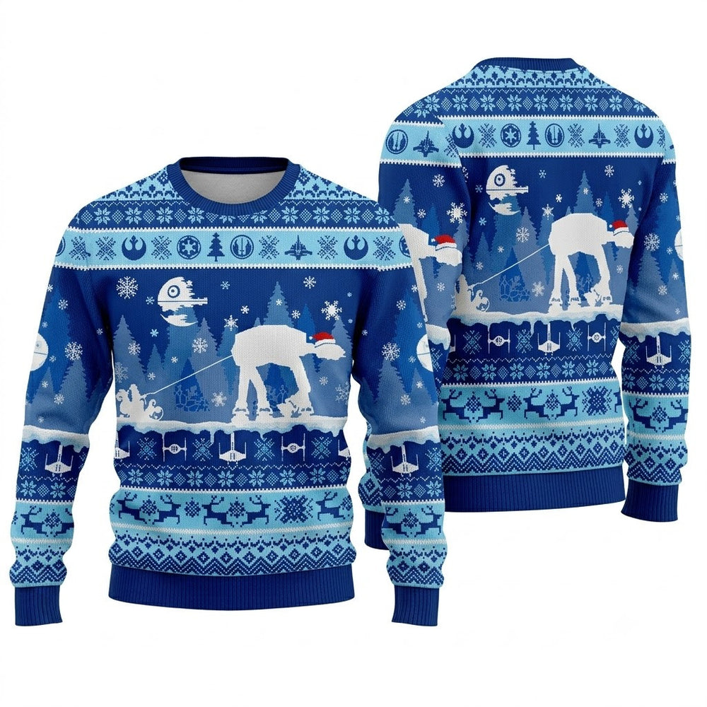 AT-ST Snow Walker Ugly Christmas Sweater - Galactic Holiday Knit Print