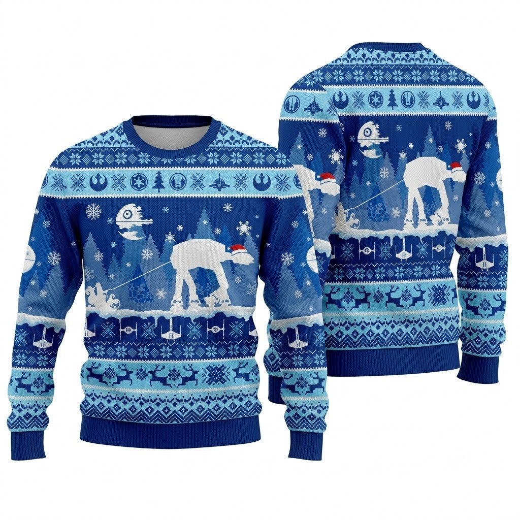 AT-ST Snow Walker Ugly Christmas Sweater - Star Wars Festive Knit Print