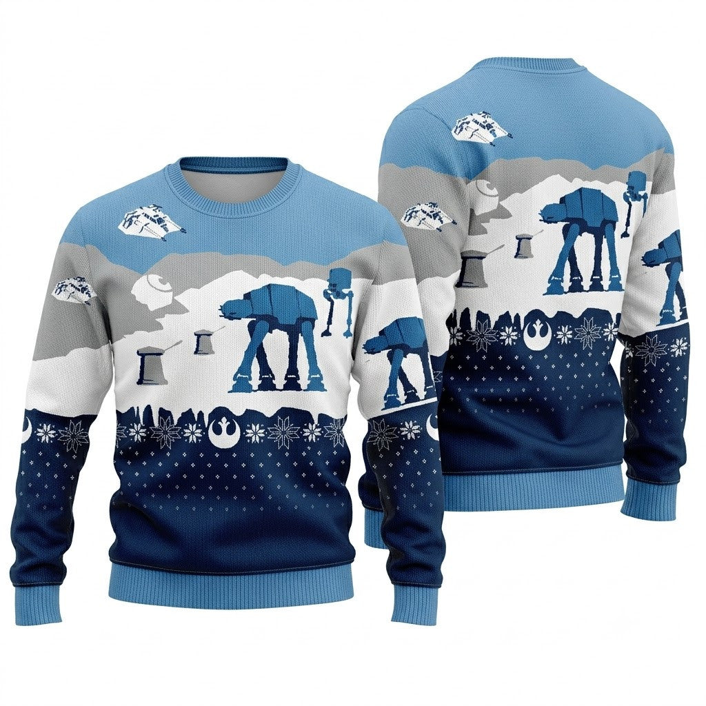 Star Wars Battle of Hoth Ugly Christmas Sweater - Sci-Fi Movie Holiday Knit Print