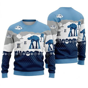 Star Wars Battle of Hoth Ugly Christmas Sweater - Sci-Fi Movie Holiday Knit Print