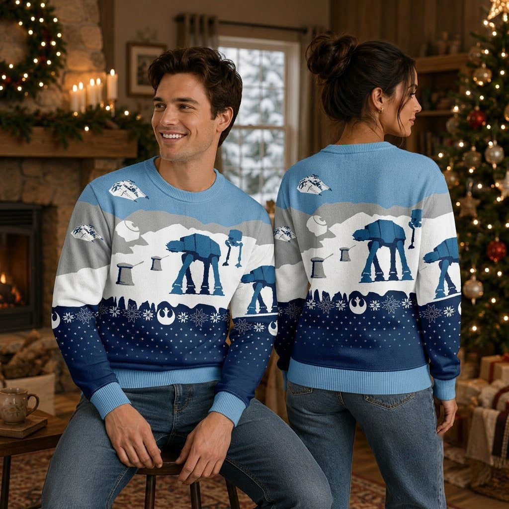 Star Wars Battle of Hoth Ugly Christmas Sweater - Sci-Fi Movie Holiday Knit Print