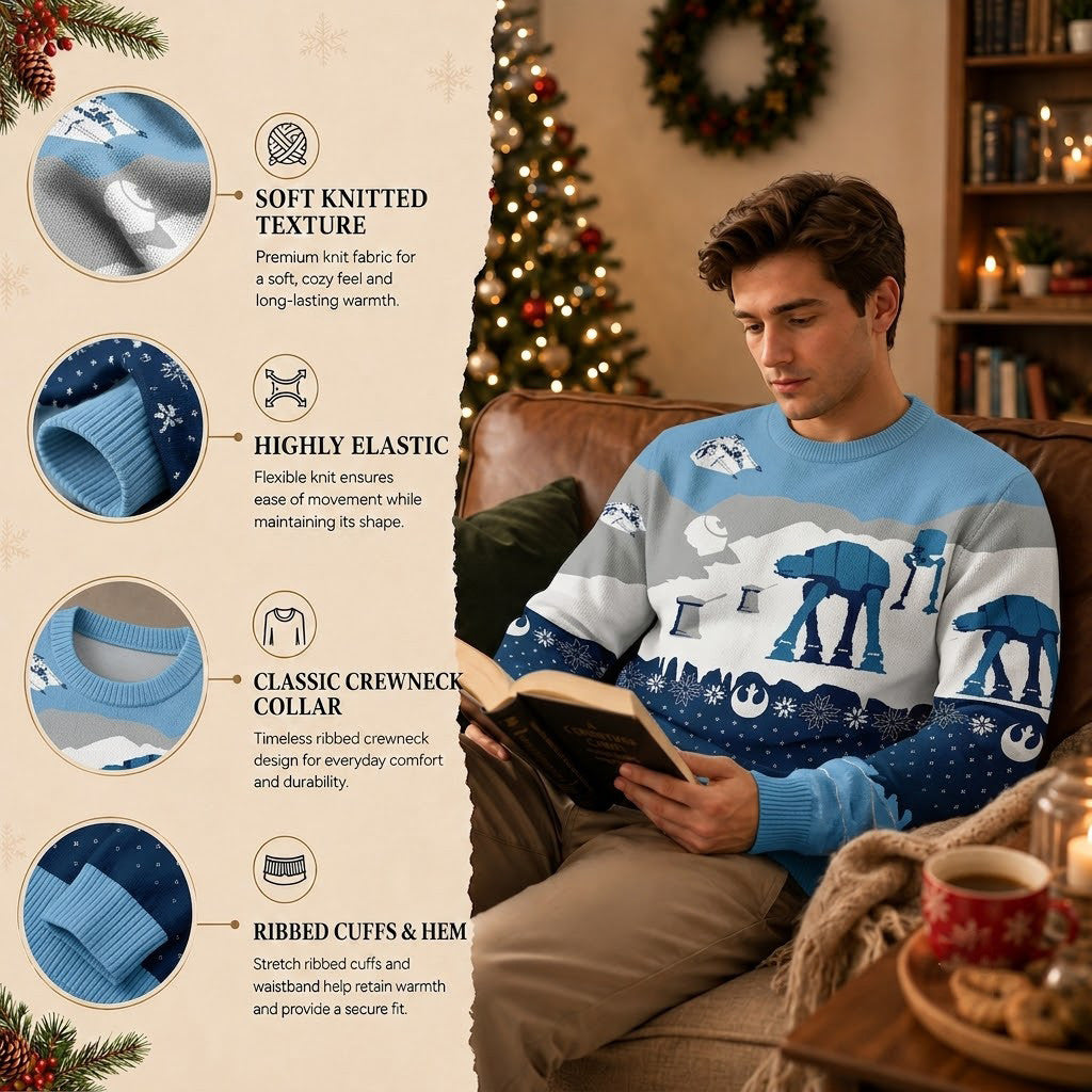 Star Wars Battle of Hoth Ugly Christmas Sweater - Sci-Fi Movie Holiday Knit Print