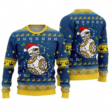 Star Wars BB-8 Ugly Christmas Sweater - Festive Droid Holiday Knit Print