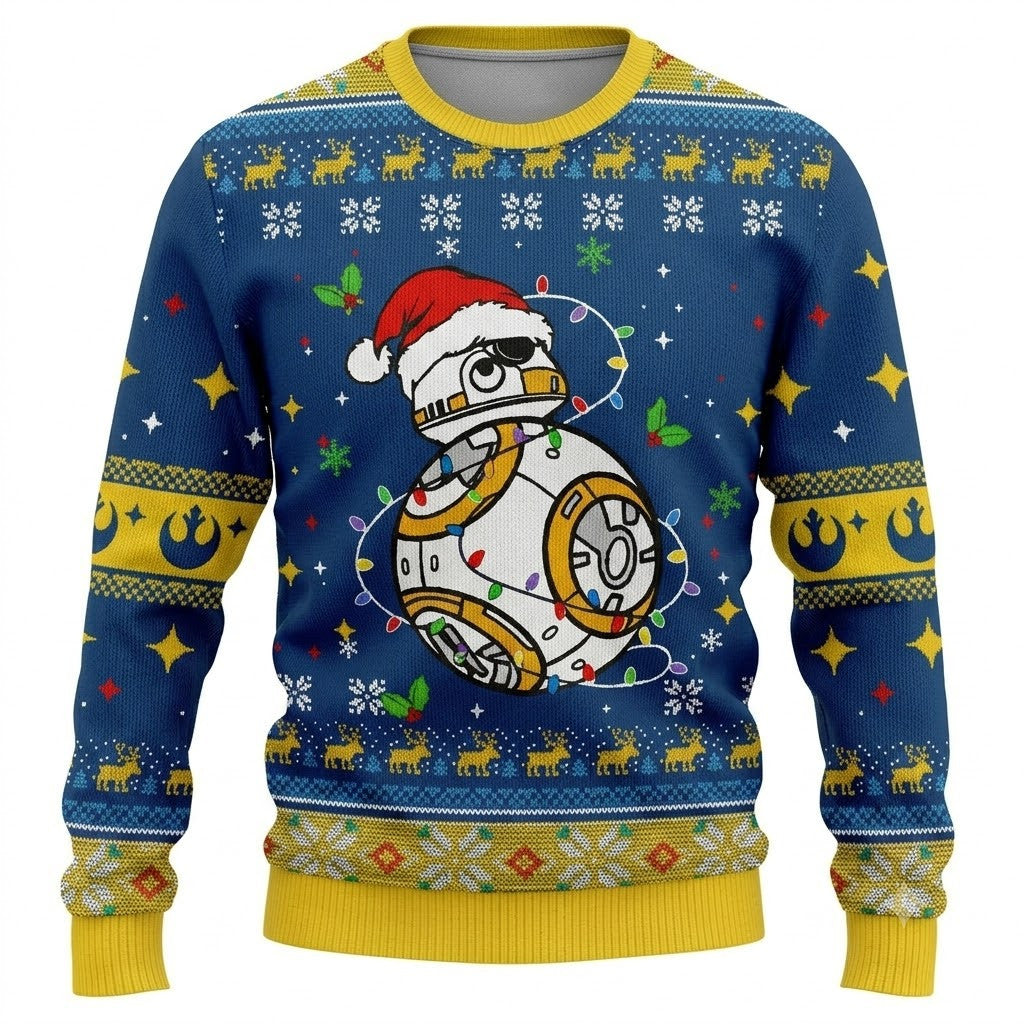 Star Wars BB-8 Ugly Christmas Sweater - Festive Droid Holiday Knit Print