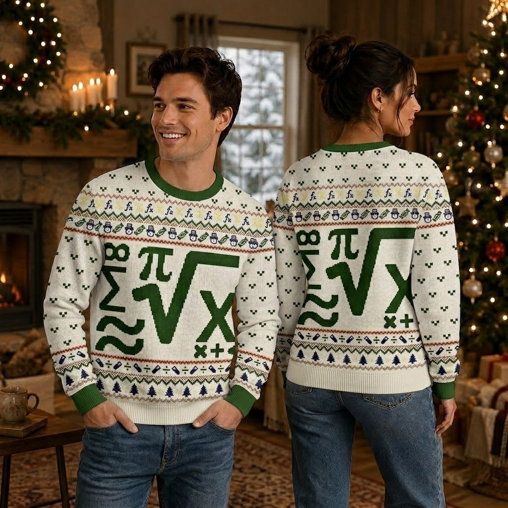 Beauty of Mathematics Ugly Christmas Sweater - Math Geek Holiday Knit Print