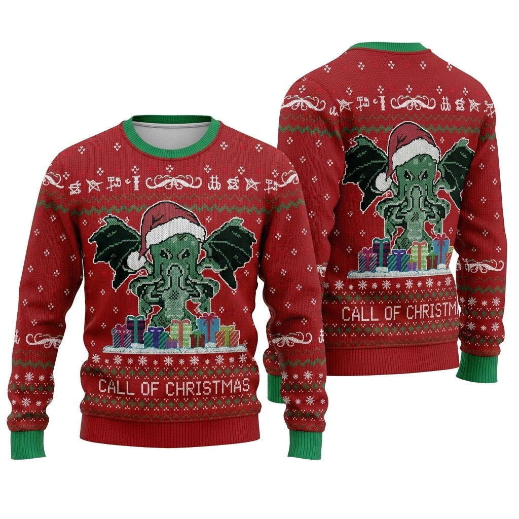 Call of Christmas Cthulhu Ugly Christmas Sweater - Funny Holiday Knit Print