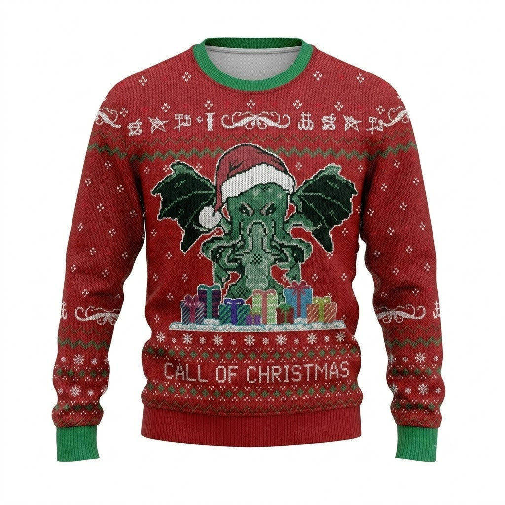 Call of Christmas Cthulhu Ugly Christmas Sweater - Funny Holiday Knit Print