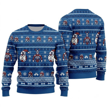 Sci-Fi Robot Ugly Christmas Sweater - Funny Droid Holiday Knit Print