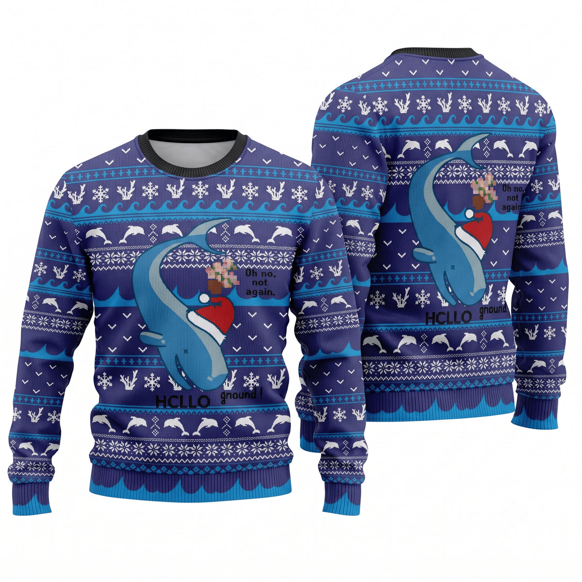 HCLLO Ugly Christmas Sweater - Funny Shark Holiday Knit Print