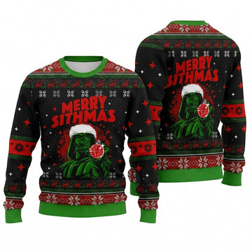 Darth Vader Merry Sithmas Ugly Christmas Sweater - Star Wars Holiday Knit Print