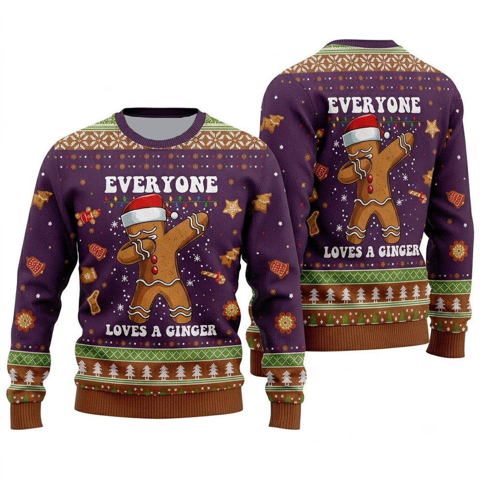 Ginger Gingerbread Dabbing Dance Ugly Christmas Sweater - Funny Holiday Knit Print
