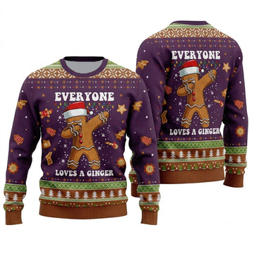 Ginger Gingerbread Dabbing Dance Ugly Christmas Sweater - Funny Holiday Knit Print