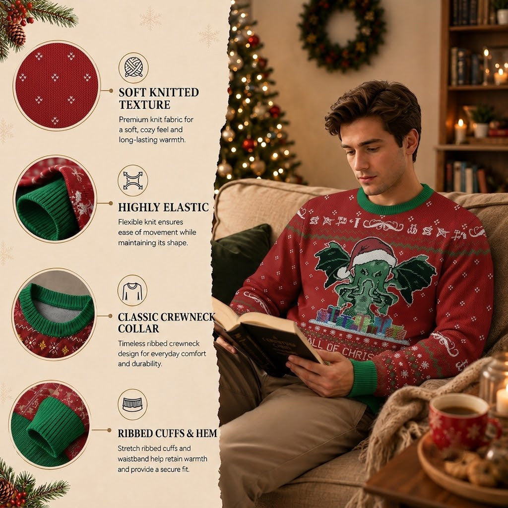 Call of Christmas Cthulhu Ugly Christmas Sweater - Funny Holiday Knit Print