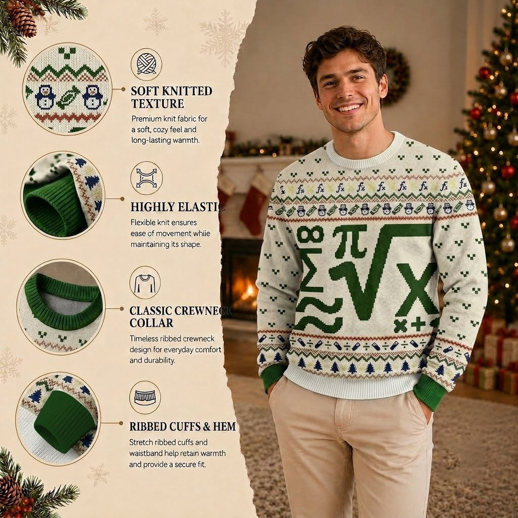 Beauty of Mathematics Ugly Christmas Sweater - Math Geek Holiday Knit Print