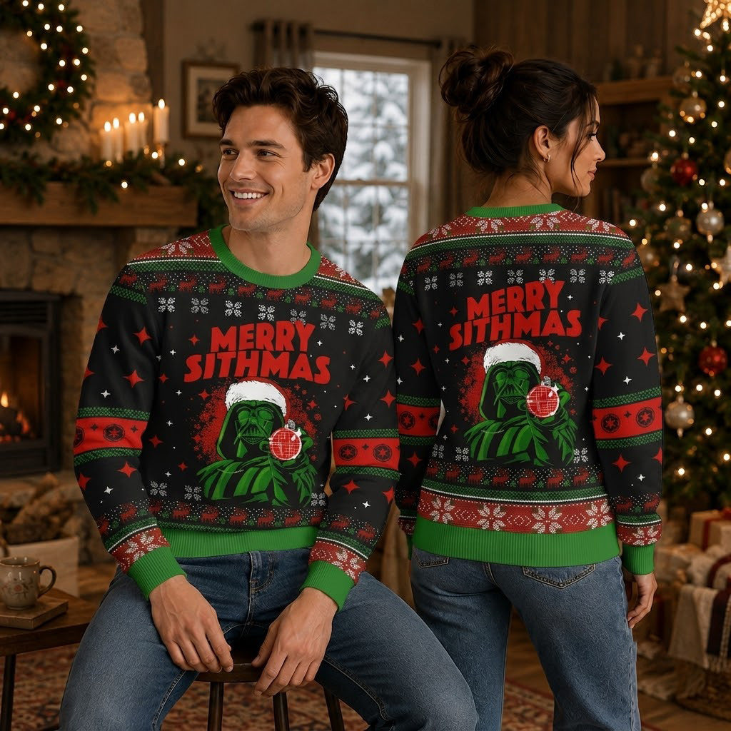 Darth Vader Merry Sithmas Ugly Christmas Sweater - Star Wars Holiday Knit Print