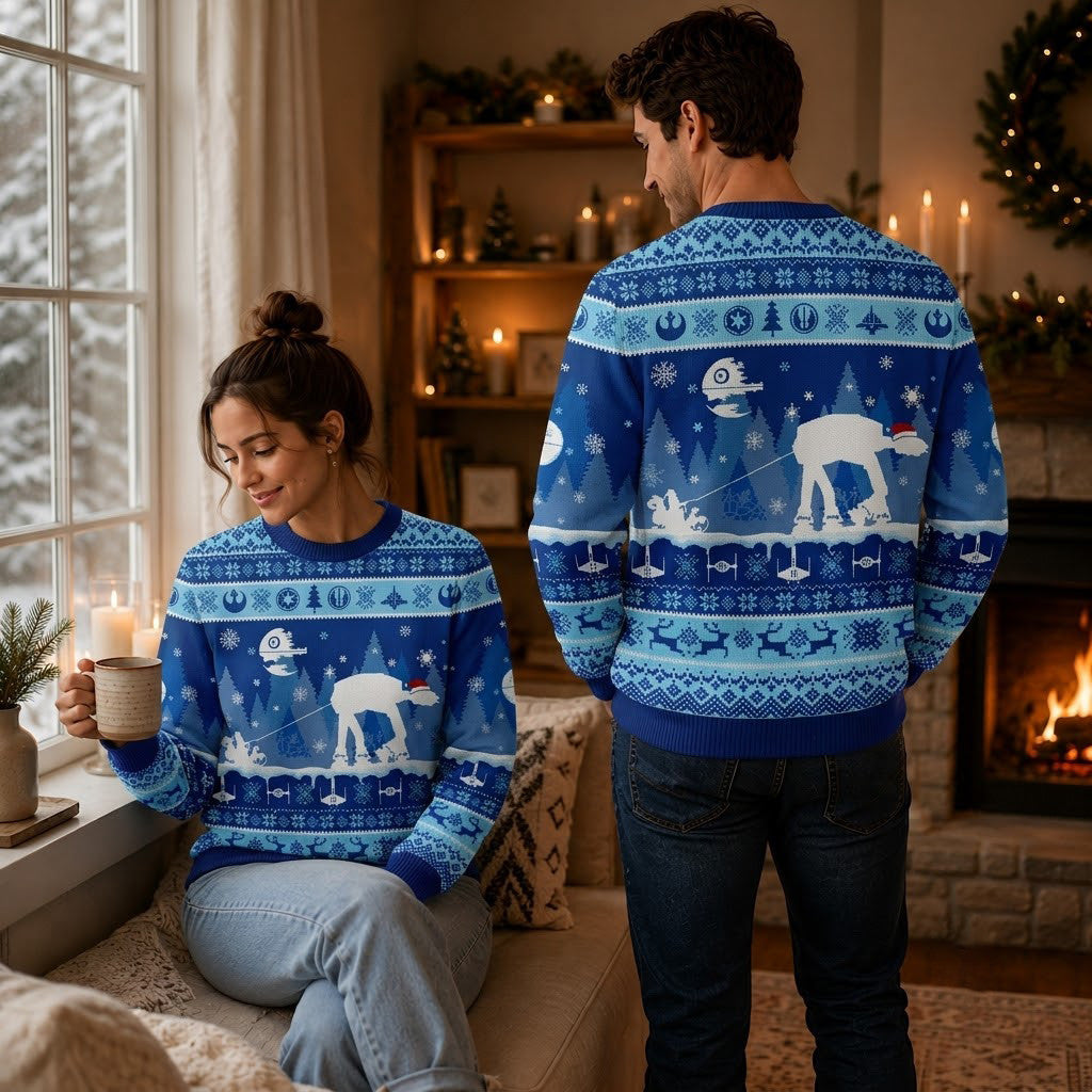 AT-ST Snow Walker Ugly Christmas Sweater - Star Wars Festive Knit Print