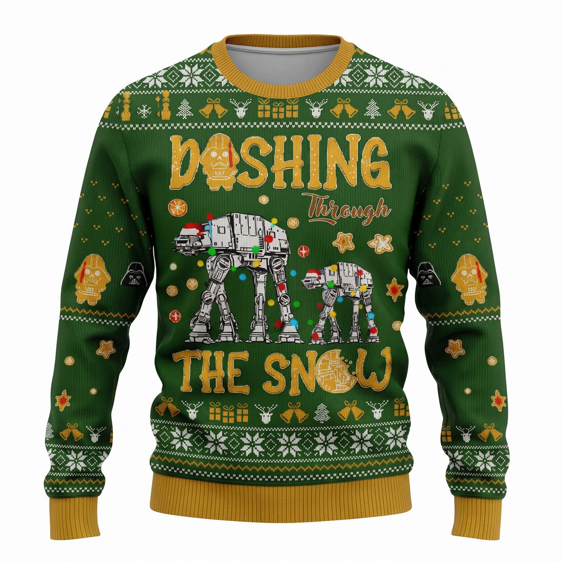 Star Wars AT-ST Snow Walker Ugly Christmas Sweater - Dashing Through The Snow Knit Print