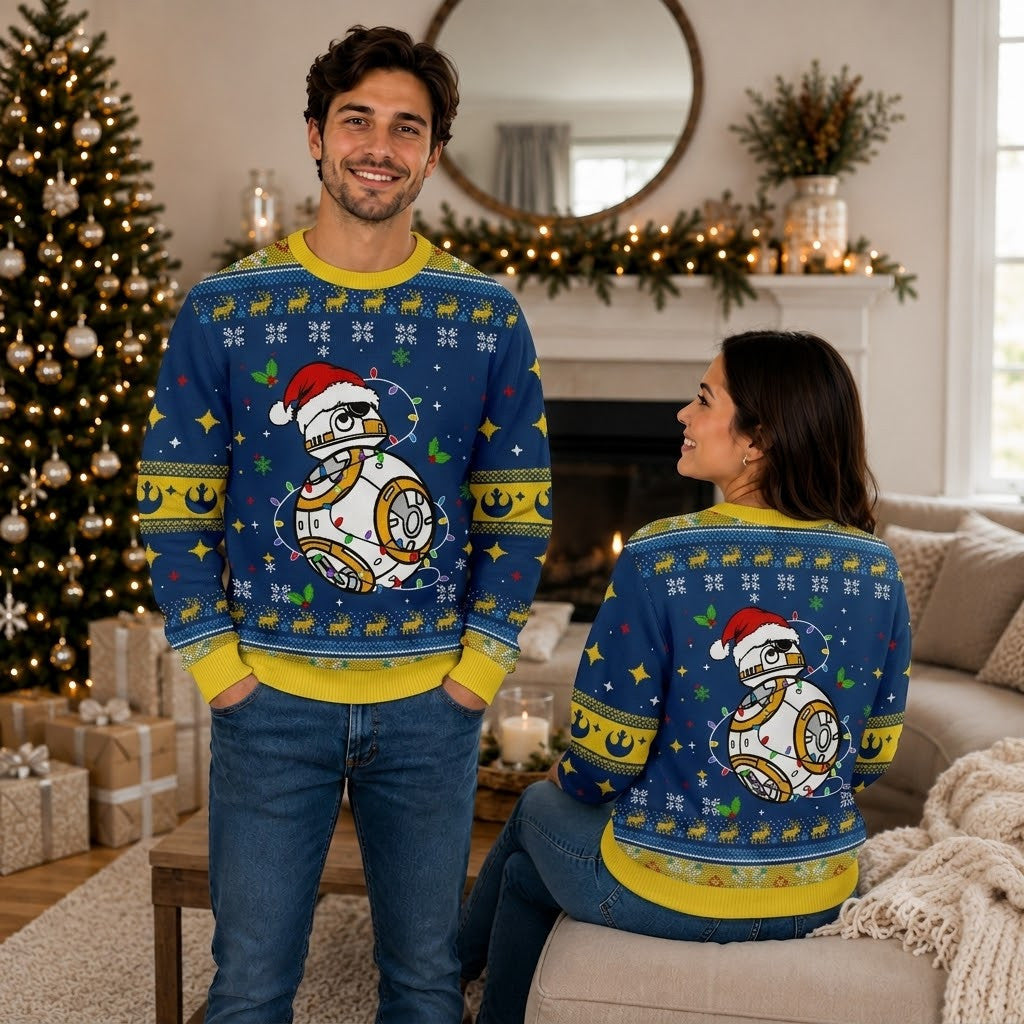 Star Wars BB-8 Ugly Christmas Sweater - Festive Droid Holiday Knit Print