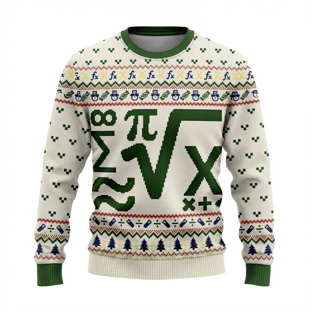 Beauty of Mathematics Ugly Christmas Sweater - Math Geek Holiday Knit Print