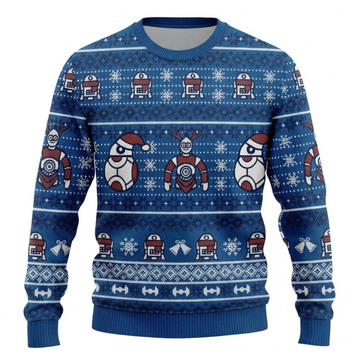 Sci-Fi Robot Ugly Christmas Sweater - Funny Droid Holiday Knit Print