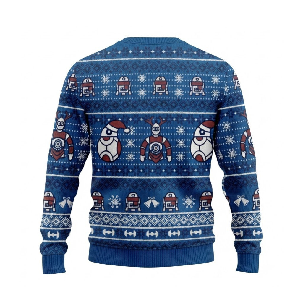 Sci-Fi Robot Ugly Christmas Sweater - Funny Droid Holiday Knit Print