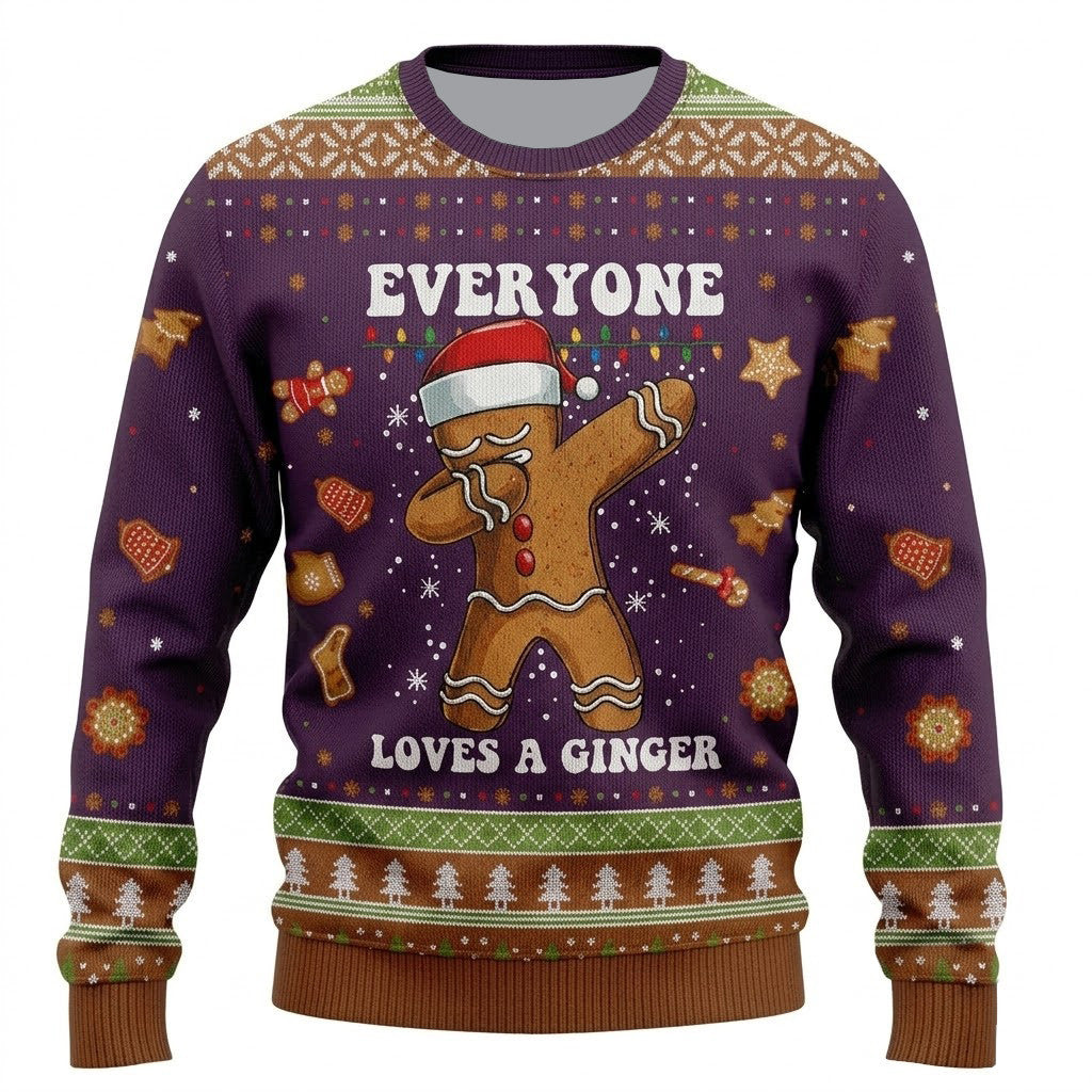 Ginger Gingerbread Dabbing Dance Ugly Christmas Sweater - Funny Holiday Knit Print
