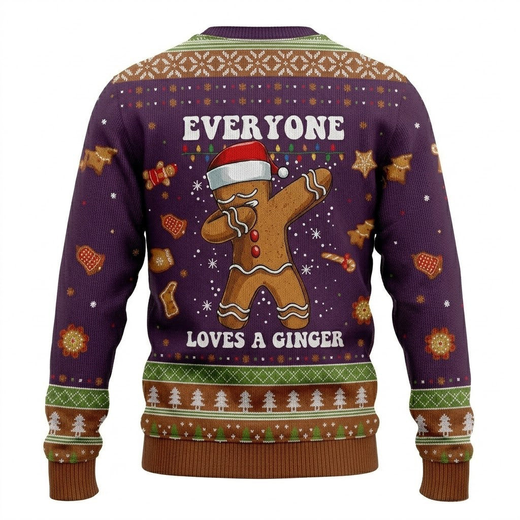 Ginger Gingerbread Dabbing Dance Ugly Christmas Sweater - Funny Holiday Knit Print