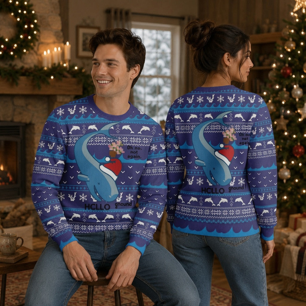 HCLLO Ugly Christmas Sweater - Funny Shark Holiday Knit Print