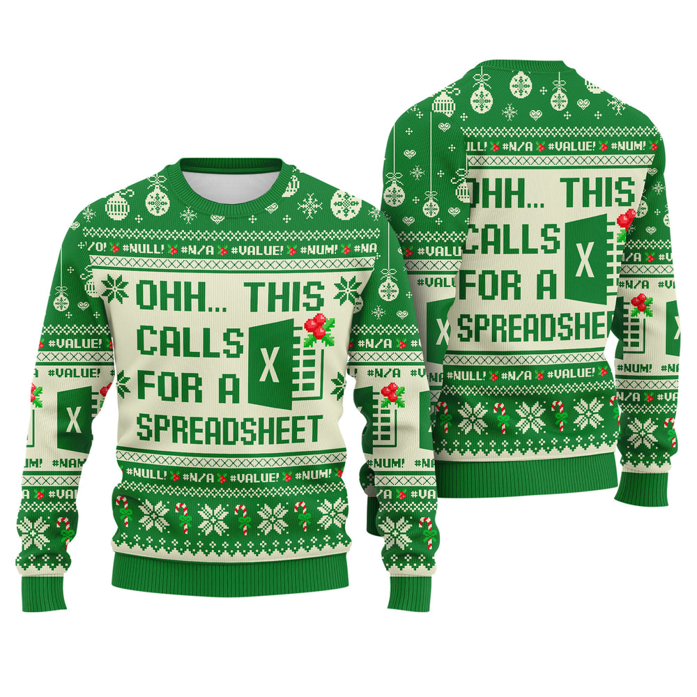 Ohh This Calls for a Spreadsheet Ugly Christmas Sweater - Office Worker Holiday Knit Print