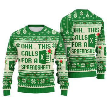 Ohh This Calls for a Spreadsheet Ugly Christmas Sweater - Office Worker Holiday Knit Print
