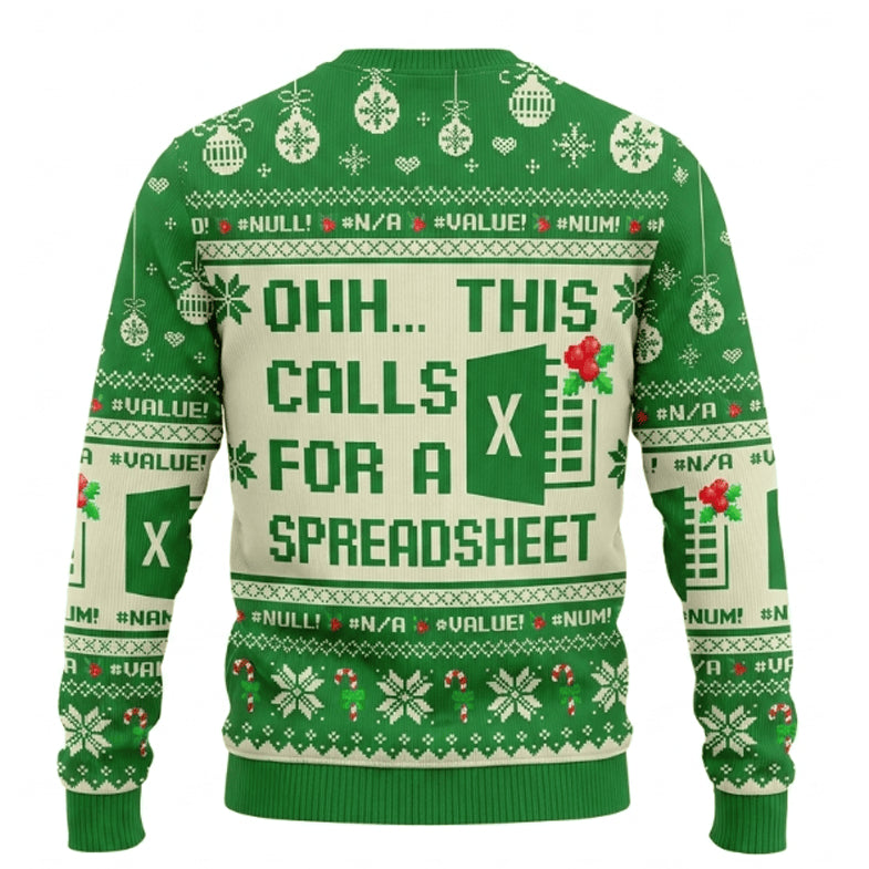 Ohh This Calls for a Spreadsheet Ugly Christmas Sweater - Office Worker Holiday Knit Print