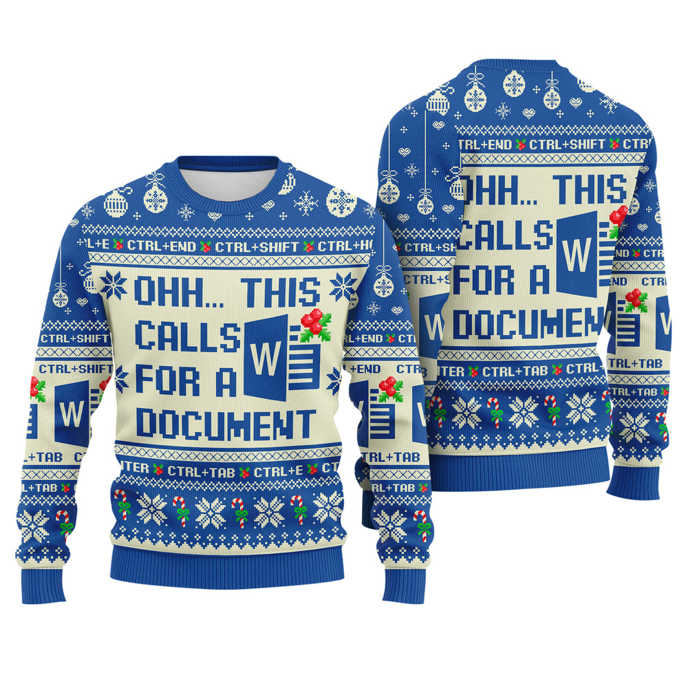 Ohh This Calls for a Document Ugly Christmas Sweater - Office Worker Holiday Knit Print