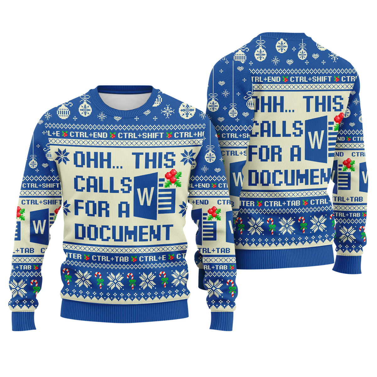 Ohh This Calls for a Document Ugly Christmas Sweater - Office Worker Holiday Knit Print
