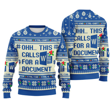Ohh This Calls for a Document Ugly Christmas Sweater - Office Worker Holiday Knit Print