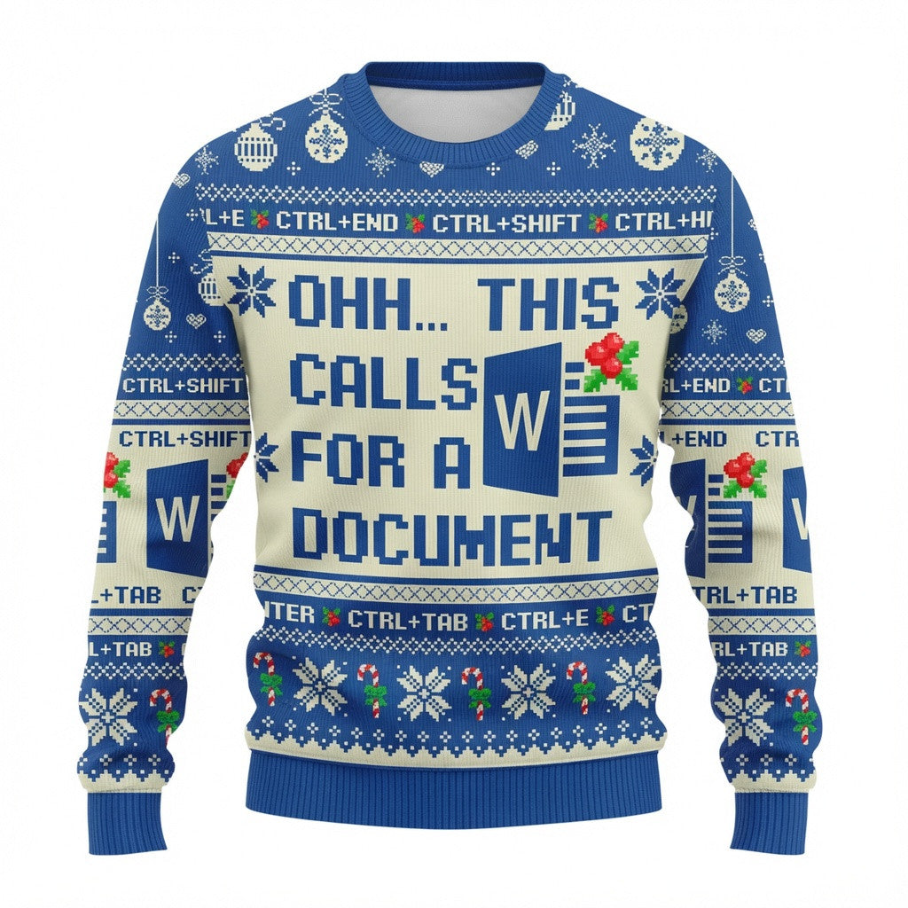 Ohh This Calls For A Document Ugly Christmas Sweater - Word Holiday Knit Print