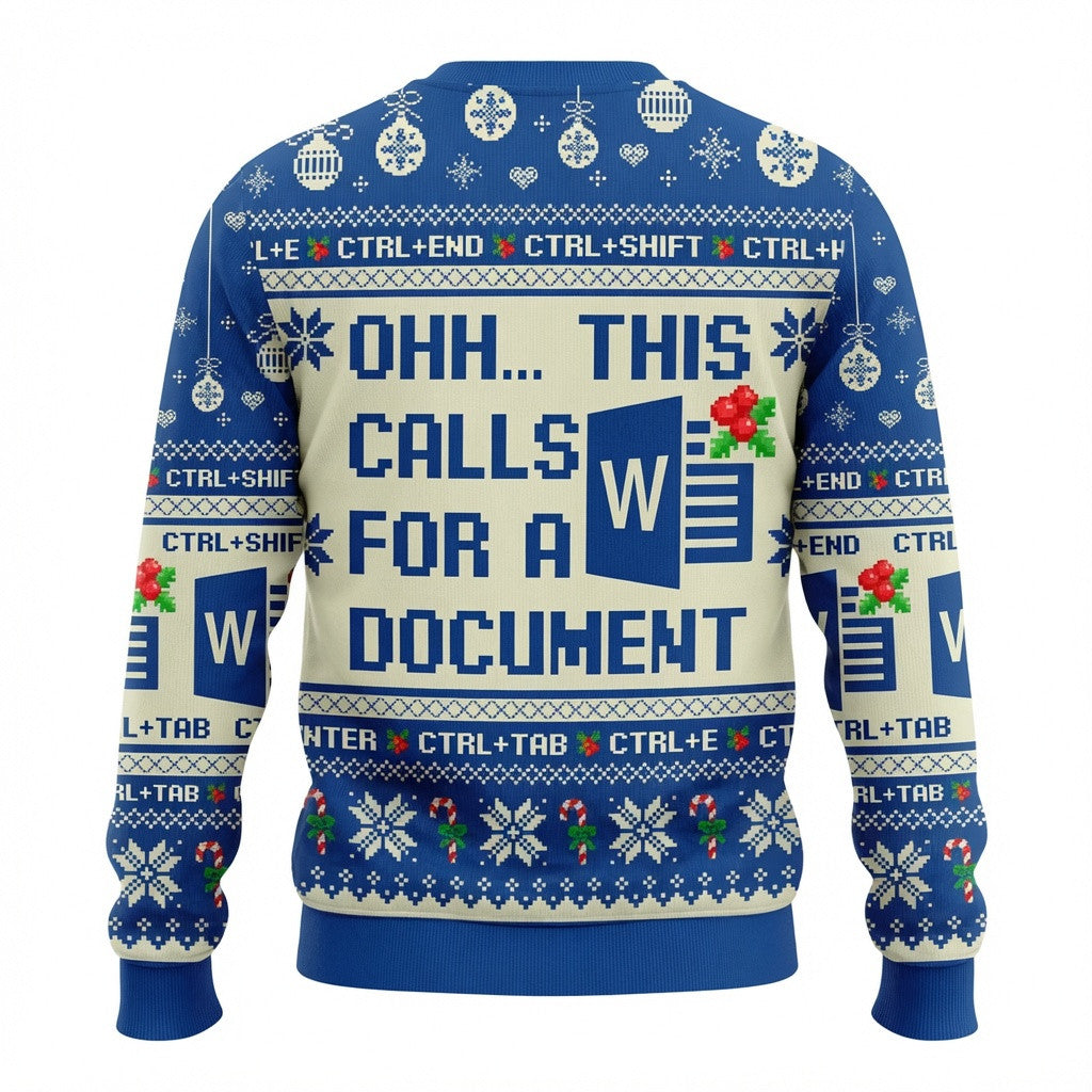 Ohh This Calls for a Document Ugly Christmas Sweater - Office Worker Holiday Knit Print