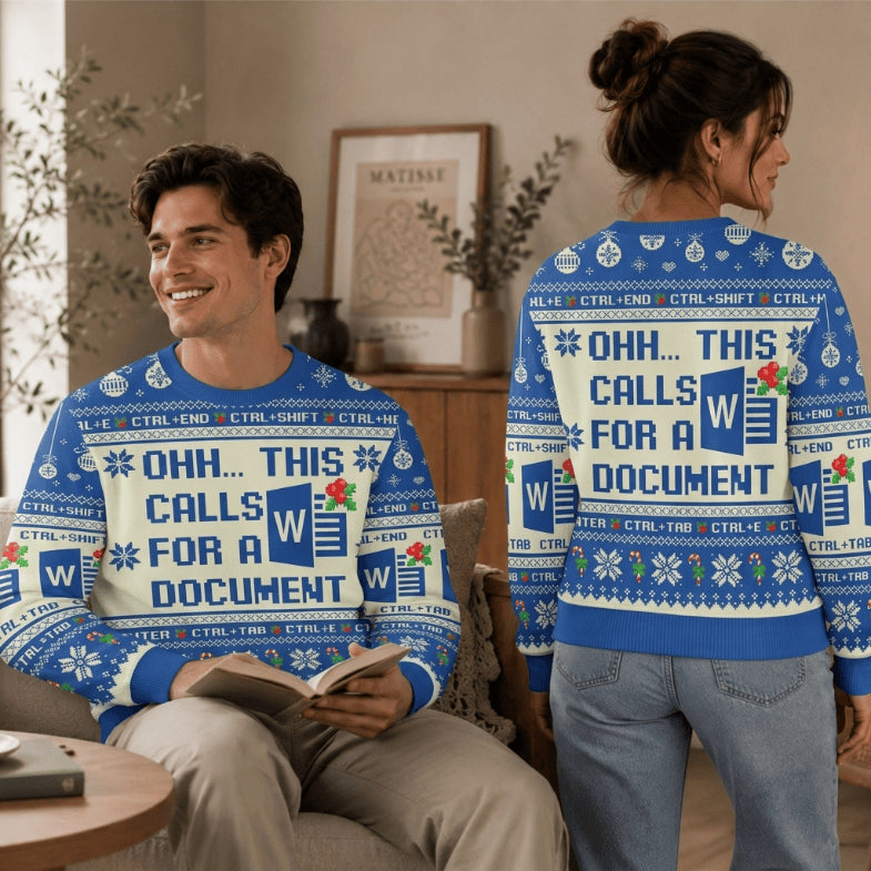 Ohh This Calls for a Document Ugly Christmas Sweater - Office Worker Holiday Knit Print